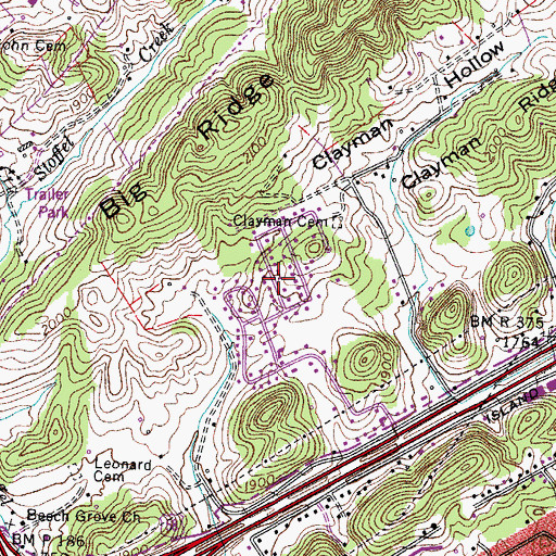 Topographic Map of Larwood, VA