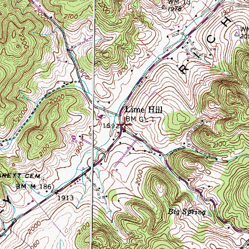 Topographic Map of Lime Hill Church, VA