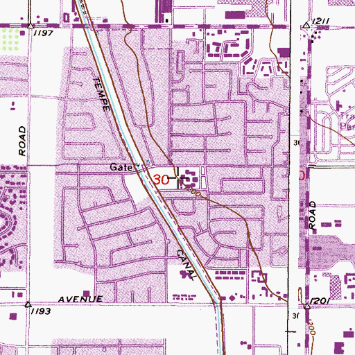 Topographic Map of Roosevelt Elementary School, AZ