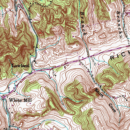 Topographic Map of Lowland School (historical), VA