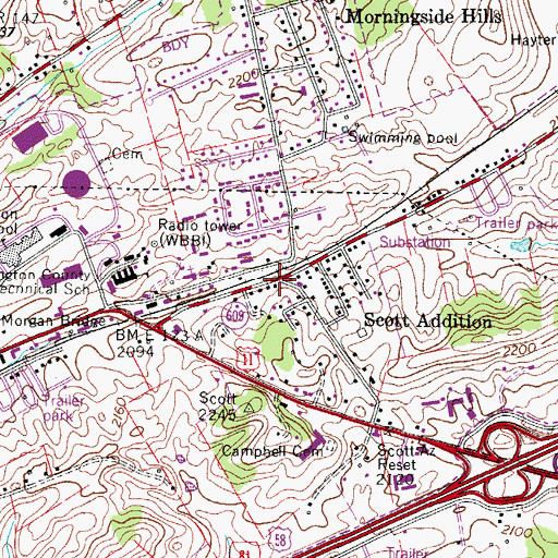 Topographic Map of McConnell, VA