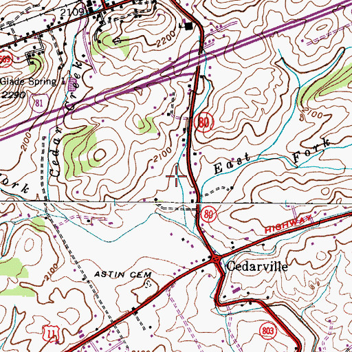 Topographic Map of Meadowview Elementary School, VA