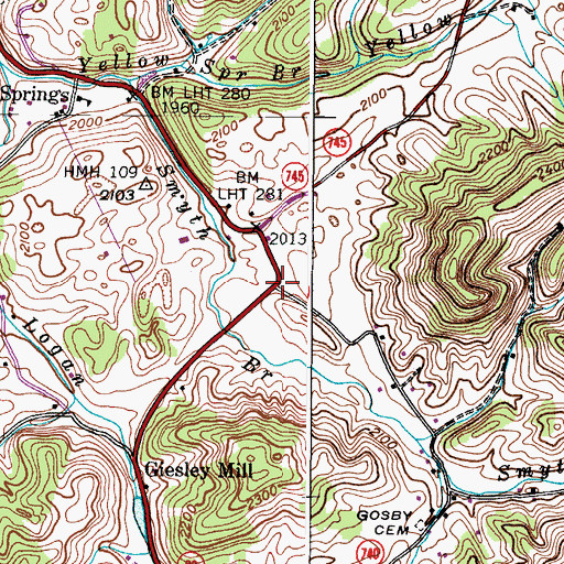 Topographic Map of Midway, VA