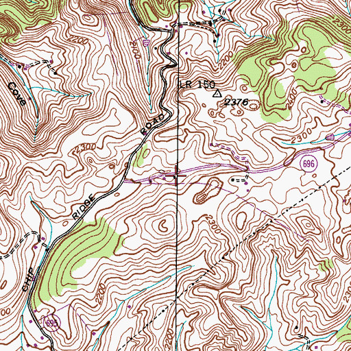 Topographic Map of Oakdale School (historical), VA