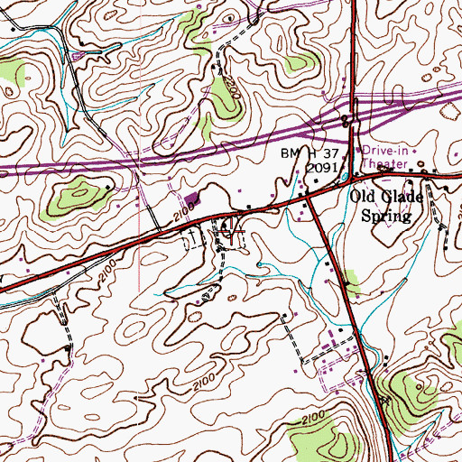 Topographic Map of Old Glade Spring Cemetery, VA