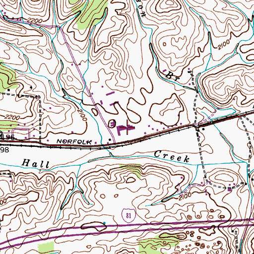 Topographic Map of Patrick Henry High School, VA