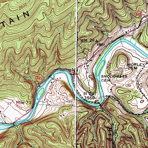 Topographic Map of River Bend School (historical), VA