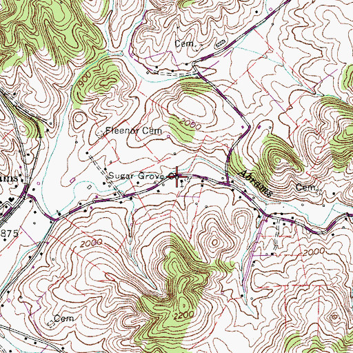 Topographic Map of Sugar Grove School (historical), VA