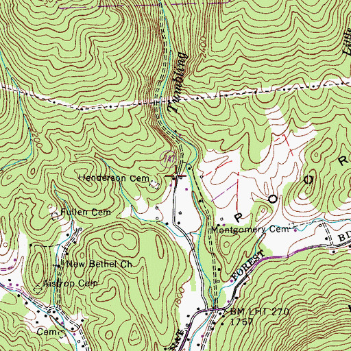Topographic Map of Tumbling Creek College (historical), VA
