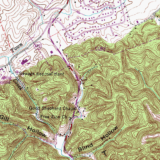 Topographic Map of Vance Mill, VA