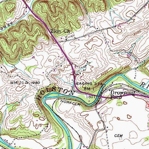 Topographic Map of Vestal, VA
