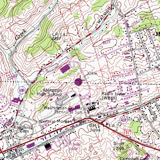 Topographic Map of William N Neff Center, VA