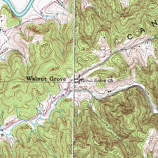 Topographic Map of Walnut Grove School (historical), VA