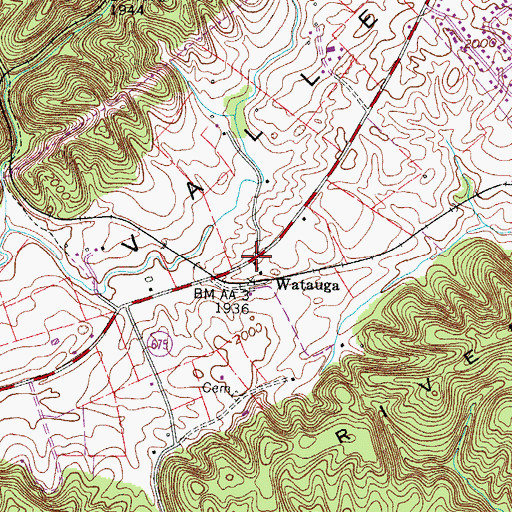 Topographic Map of Watauga Chapel, VA