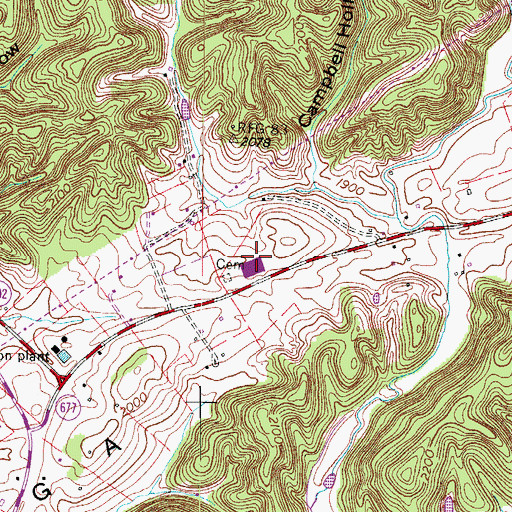 Topographic Map of Watauga Elementary School, VA
