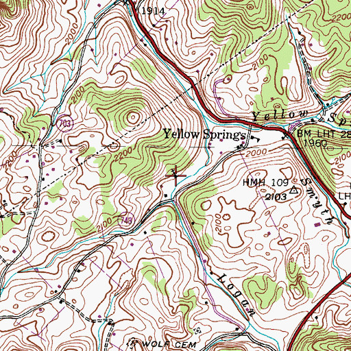 Topographic Map of Yellow Spring United Methodist Church, VA