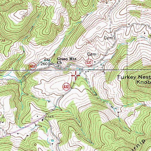 Topographic Map of Buffalo School (historical), VA