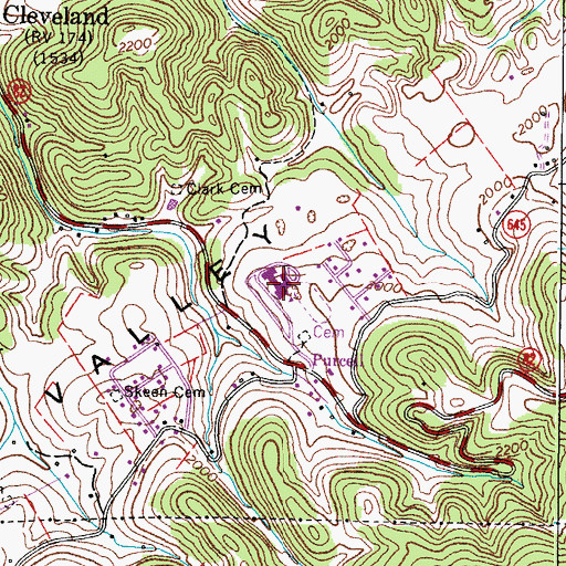 Topographic Map of Cleveland Elementary School, VA