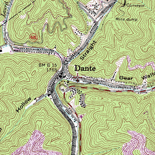 Topographic Map of Dante Elementary School, VA
