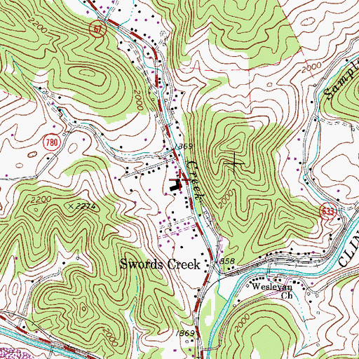 Topographic Map of Swords Creek Elementary School, VA