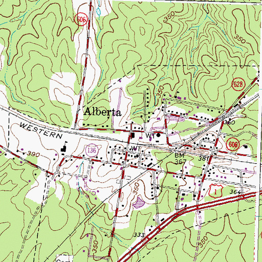 Topographic Map of Alberta, VA