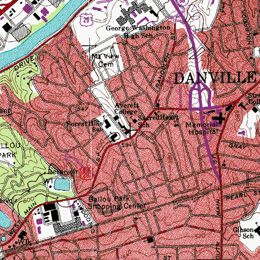 Topographic Map of Averett University, VA