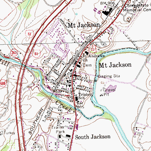 Topographic Map of Mount Jackson, VA