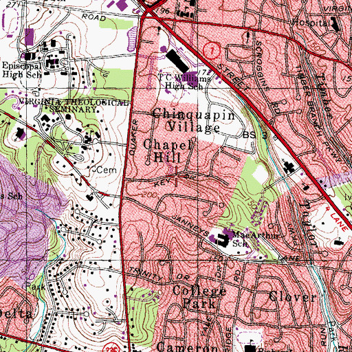 Topographic Map of City of Alexandria, VA