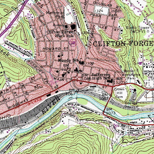 Topographic Map of Clifton Forge (historical), VA