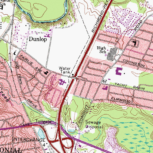 Topographic Map of City of Colonial Heights, VA