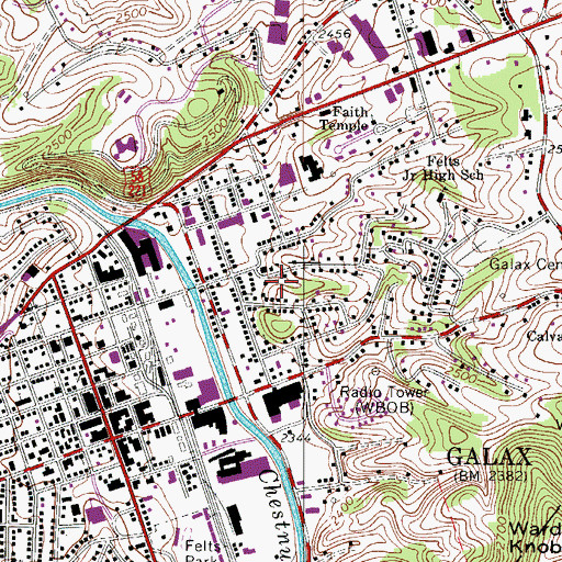 Topographic Map of City of Galax, VA