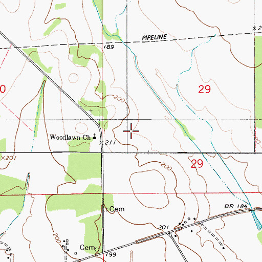Topographic Map of Ash Grove Plantation (historical), AL