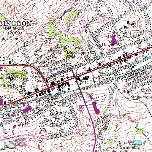 Topographic Map of Abingdon, VA