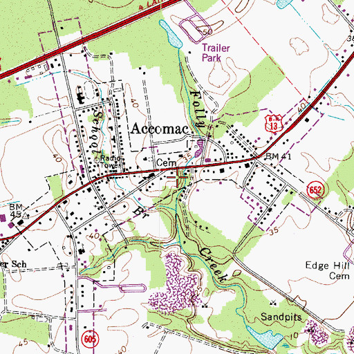 Topographic Map of Accomac, VA