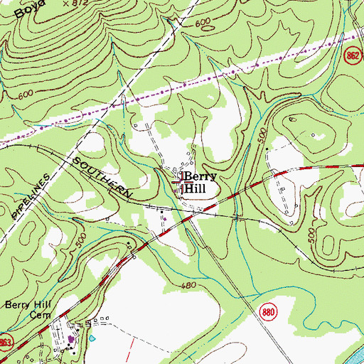 Topographic Map of Berry Hill, VA