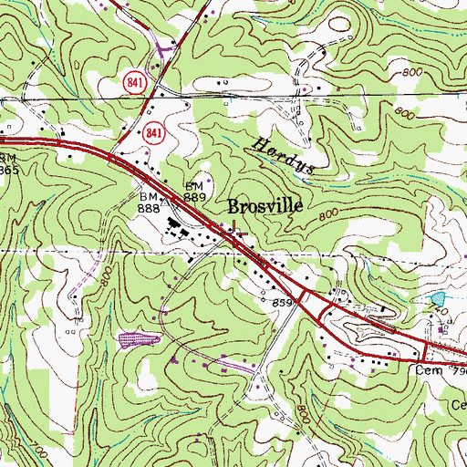 Topographic Map of Brosville, VA