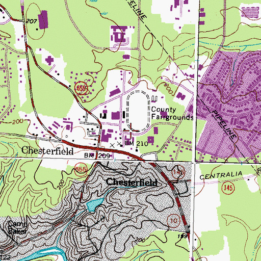 Topographic Map of Chesterfield, VA