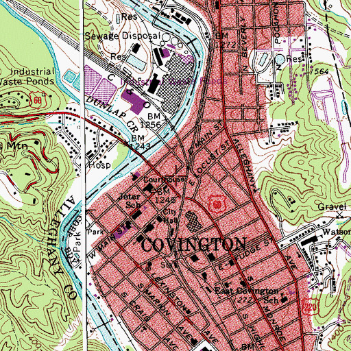 Topographic Map of Covington, VA