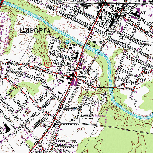 Topographic Map of Emporia, VA