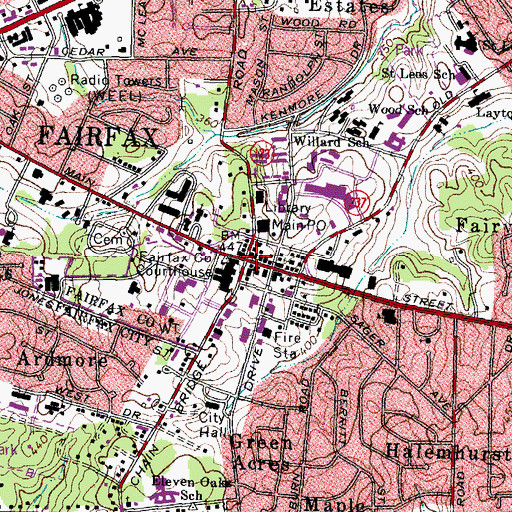 Topographic Map of Fairfax, VA