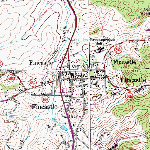Topographic Map of Fincastle, VA