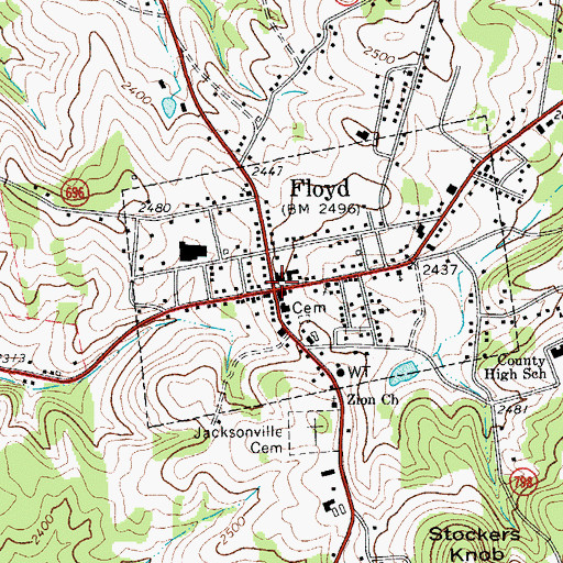 Topographic Map of Floyd, VA