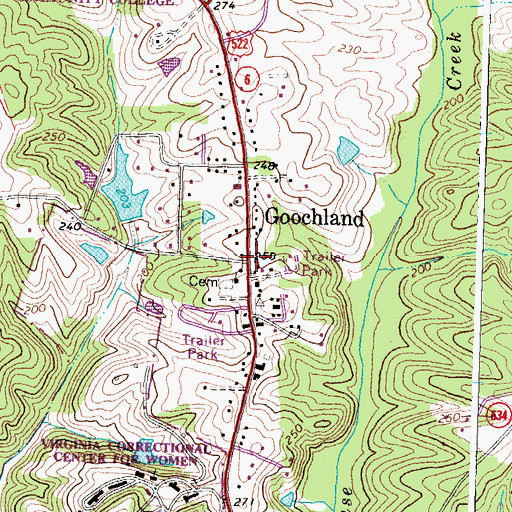 Topographic Map of Goochland, VA