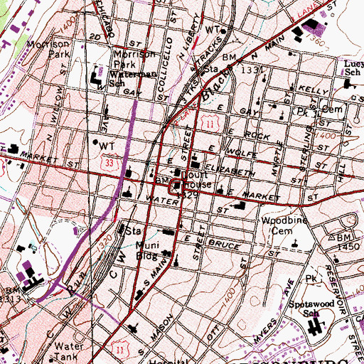 Topographic Map of Harrisonburg, VA