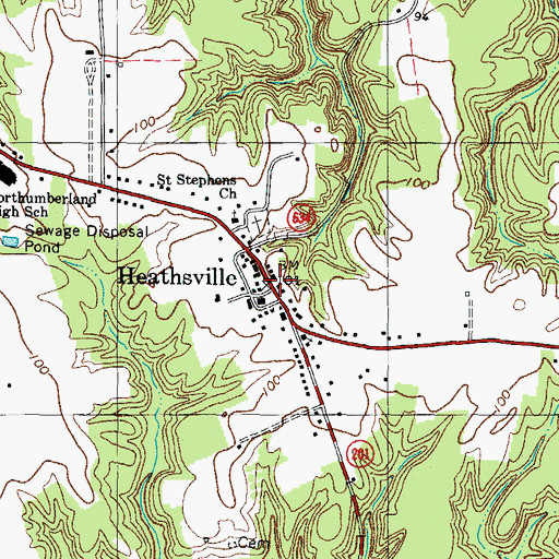 Topographic Map of Heathsville, VA