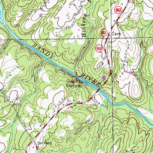 Topographic Map of Hickory Forest Creek, VA