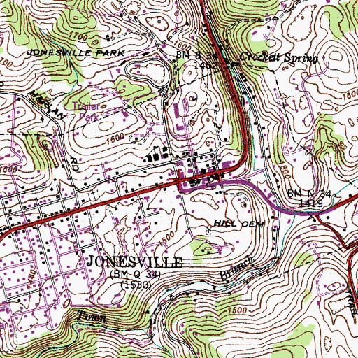 Topographic Map of Jonesville, VA