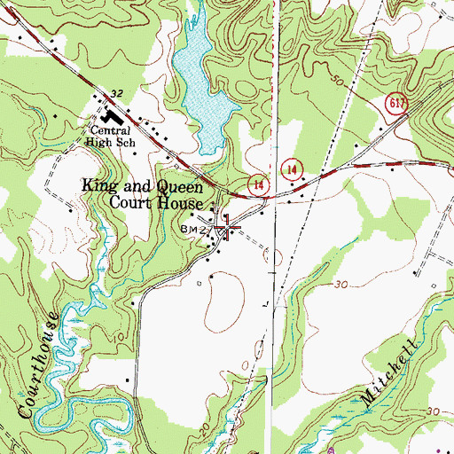 Topographic Map of King and Queen Court House, VA