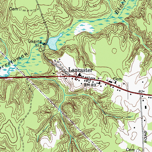 Topographic Map of Lancaster, VA