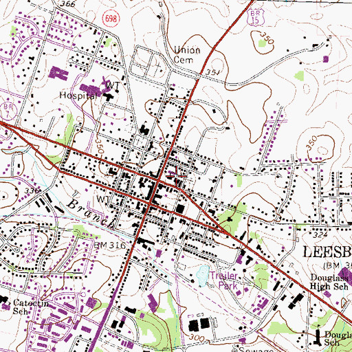 Topographic Map of Leesburg, VA